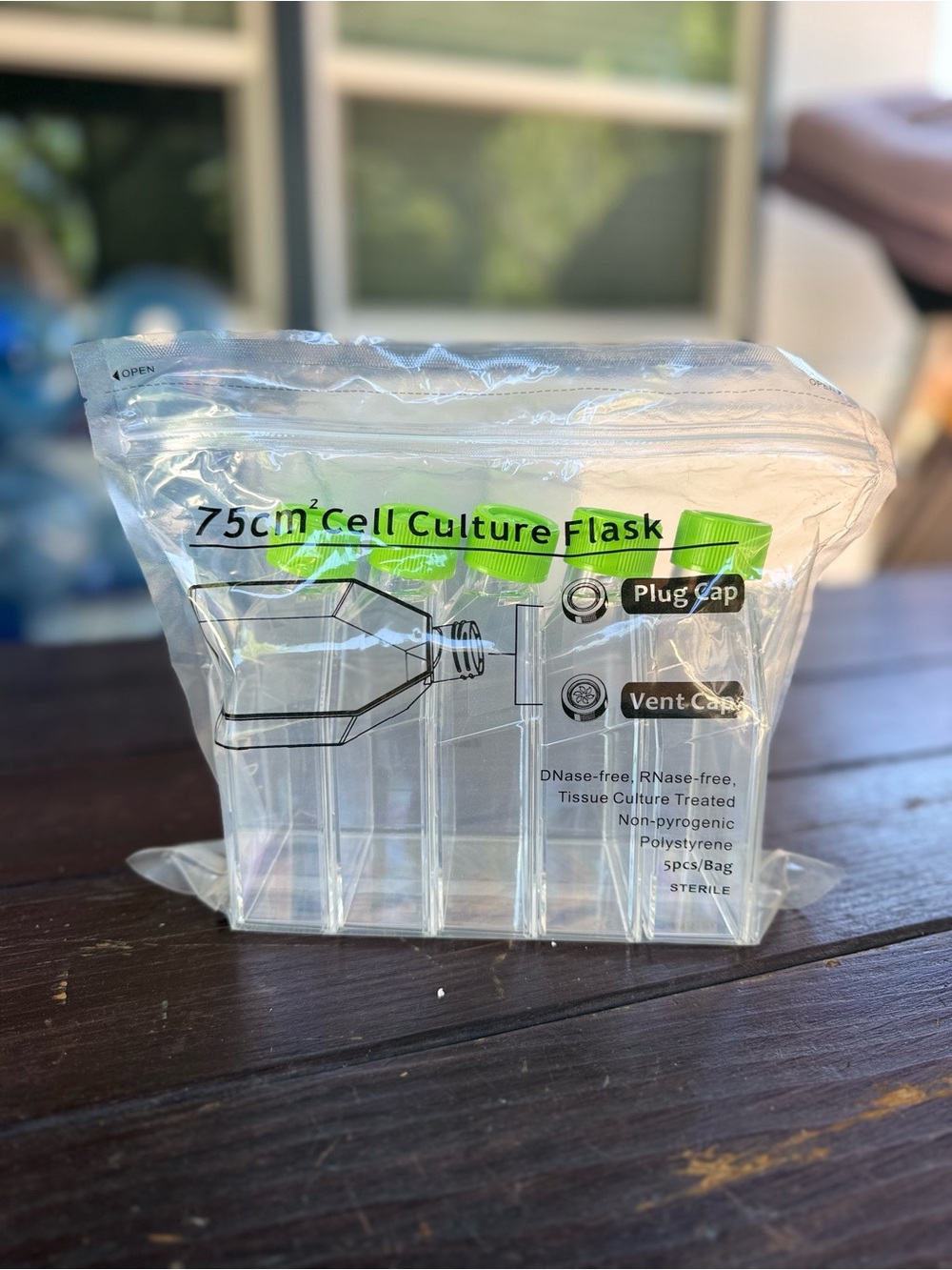 75cm² Polystyrene Cell Culture Flask Tissue Culture Treated Sterile 5 Pack